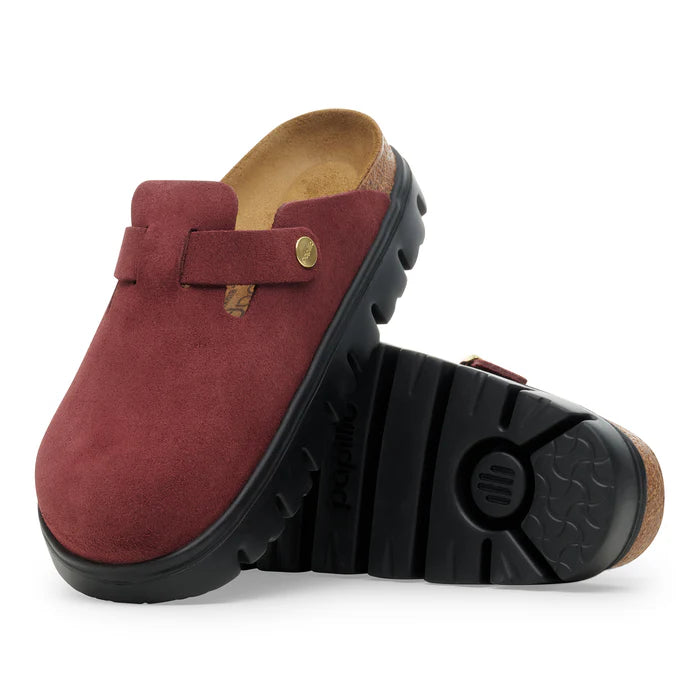 Birkenstock Women's Boston Chunky Suede Leather Clog in Zinfandel