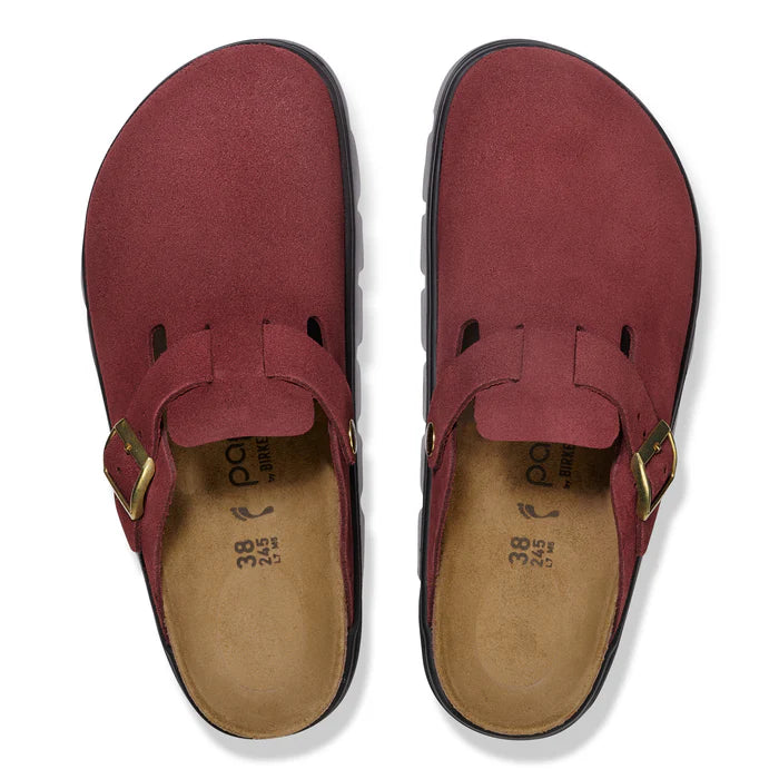 Birkenstock Women's Boston Chunky Suede Leather Clog in Zinfandel