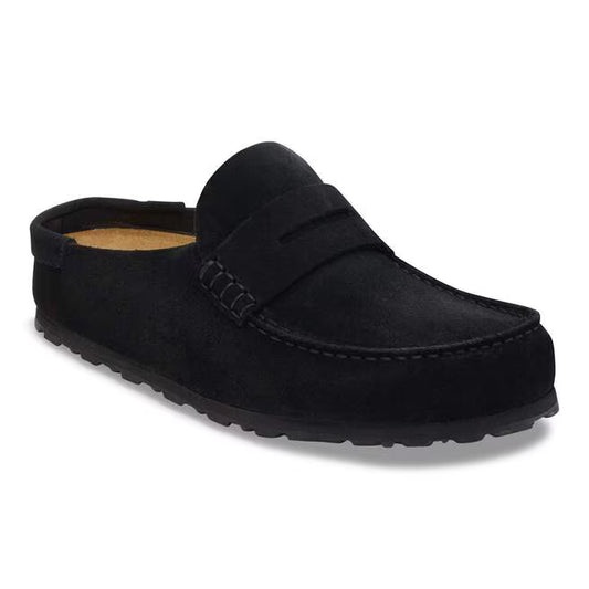 Birkenstock Women's Naples Wrapped Loafer Clog in Black Suede