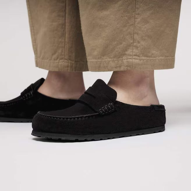 Birkenstock Women's Naples Wrapped Loafer Clog in Black Suede