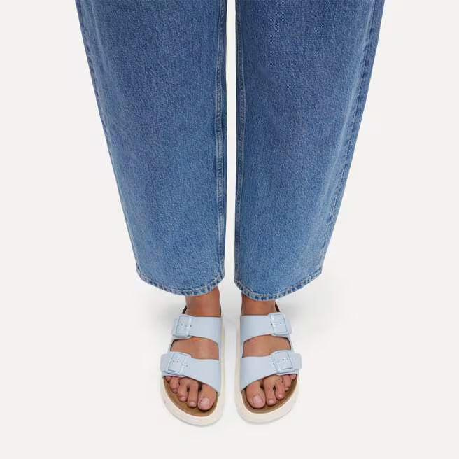 Birkenstock Women's Arizona Chunky Birko-Flor Sandal in Baby Blue