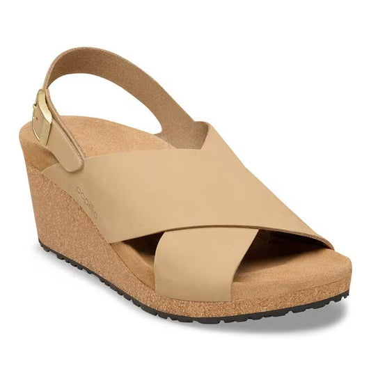 Birkenstock Women's Samira Wedge Sandal in Sandcastle Nubuck