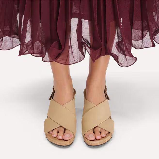 Birkenstock Women's Samira Wedge Sandal in Sandcastle Nubuck