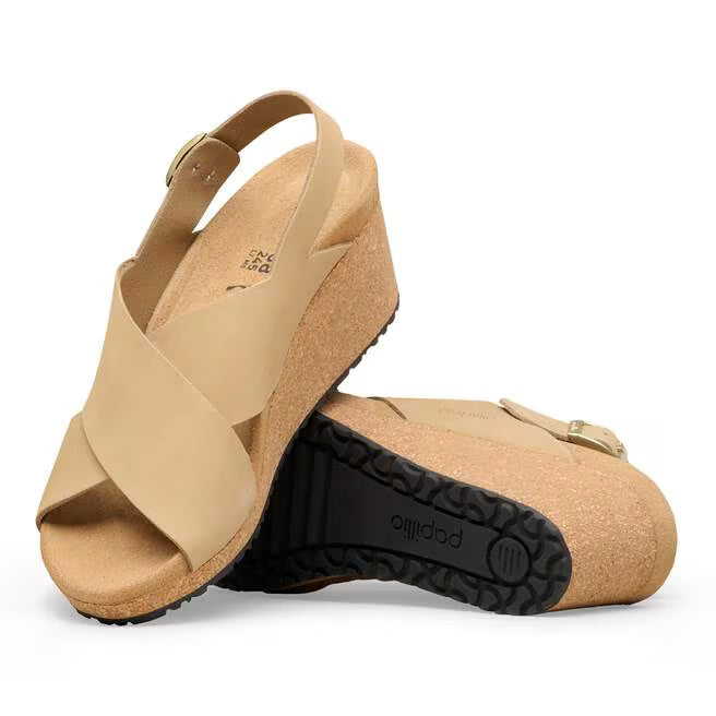 Birkenstock Women's Samira Wedge Sandal in Sandcastle Nubuck