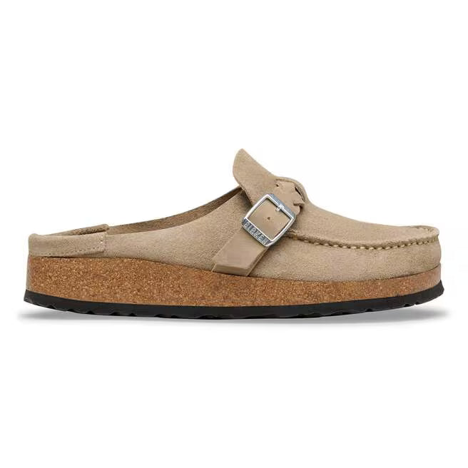 Birkenstock Women's Buckley Braided Slip On Clog in Taupe Suede