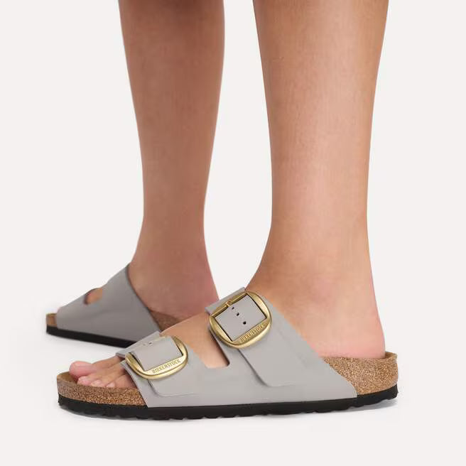 Birkenstock Women's Arizona Birko-Flor Big Buckle Sandal in Stone Coin
