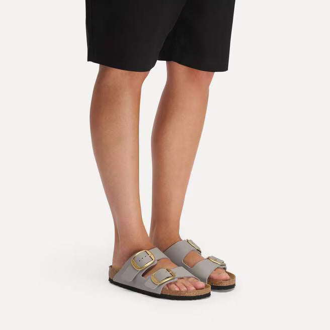 Birkenstock Women's Arizona Birko-Flor Big Buckle Sandal in Stone Coin