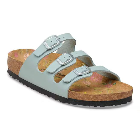 Birkenstock Women's Florida Birko-Flor Flower Footbed Sandal in Pure Sage