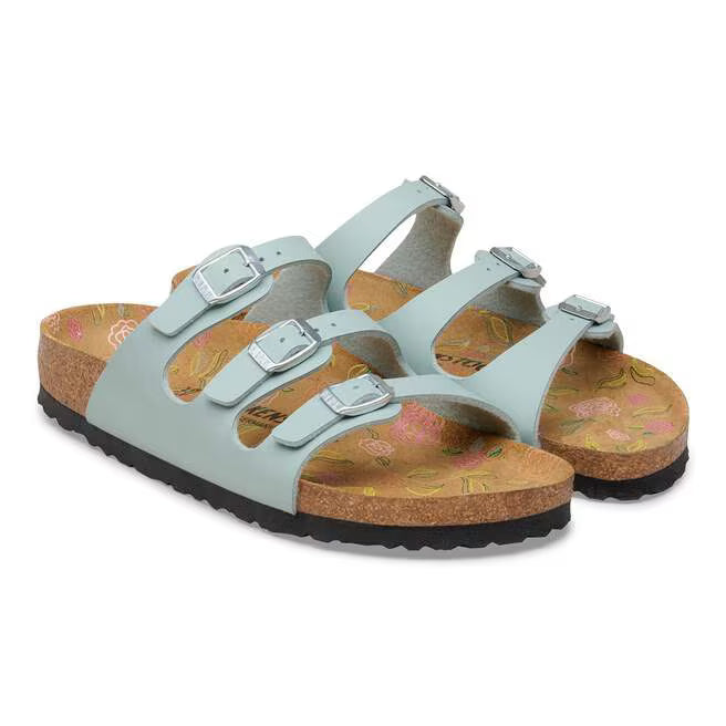 Birkenstock Women's Florida Birko-Flor Flower Footbed Sandal in Pure Sage