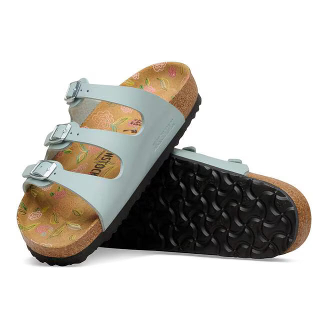 Birkenstock Women's Florida Birko-Flor Flower Footbed Sandal in Pure Sage