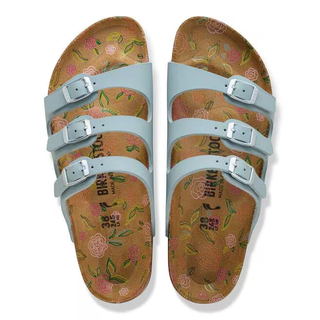 Birkenstock Women's Florida Birko-Flor Flower Footbed Sandal in Pure Sage