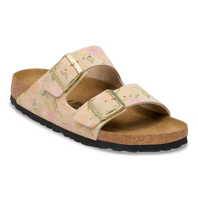 Birkenstock Women's Arizona Suede Leather Sandal in Sandcastle Flower Print