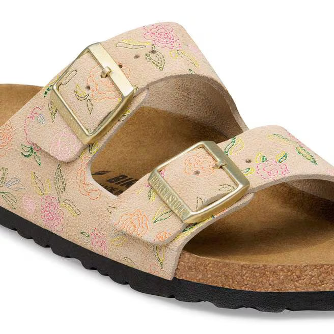 Birkenstock Women's Arizona Suede Leather Sandal in Sandcastle Flower Print