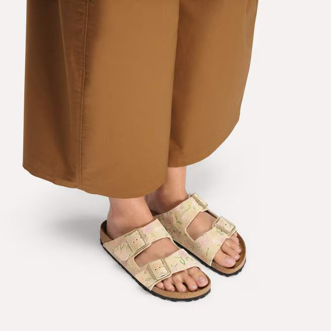 Birkenstock Women's Arizona Suede Leather Sandal in Sandcastle Flower Print