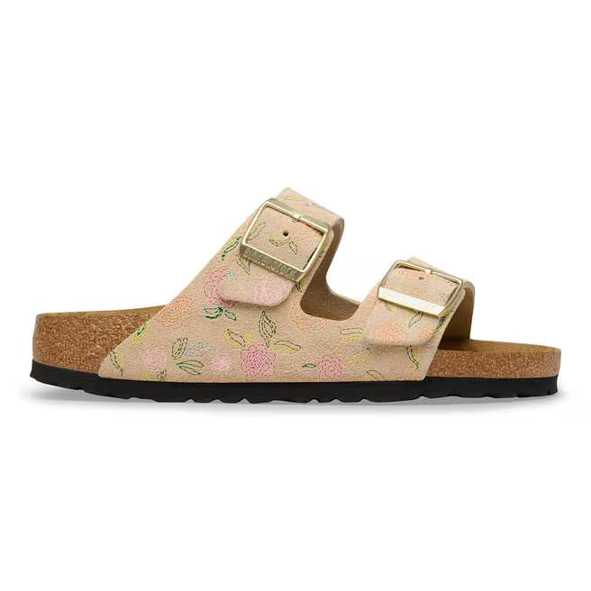 Birkenstock Women's Arizona Suede Leather Sandal in Sandcastle Flower Print