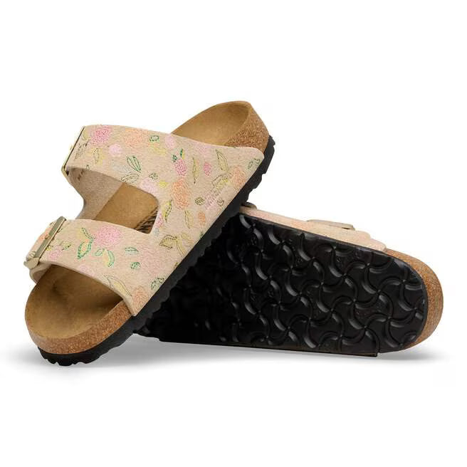 Birkenstock Women's Arizona Suede Leather Sandal in Sandcastle Flower Print