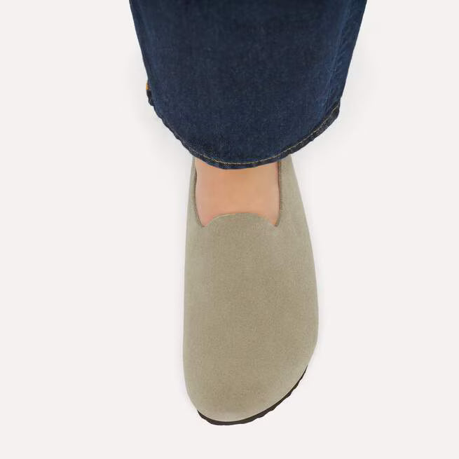 Birkenstock Women's Amsterdam Wrapped Clog in Taupe Suede