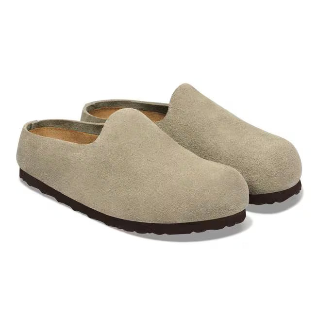 Birkenstock Women's Amsterdam Wrapped Clog in Taupe Suede