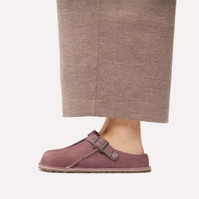 Birkenstock Women's Lutry Premium Suede Leather Clog in Pepper