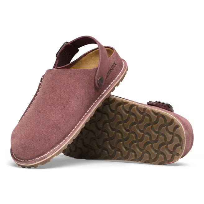 Birkenstock Women's Lutry Premium Suede Leather Clog in Pepper