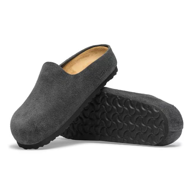 Birkenstock Women's Amsterdam Wrapped Clog in Charcoal Suede