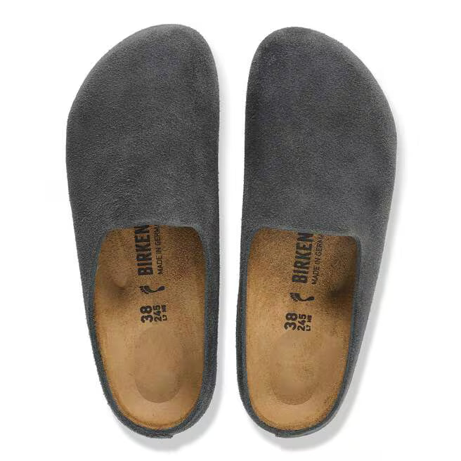 Birkenstock Women's Amsterdam Wrapped Clog in Charcoal Suede