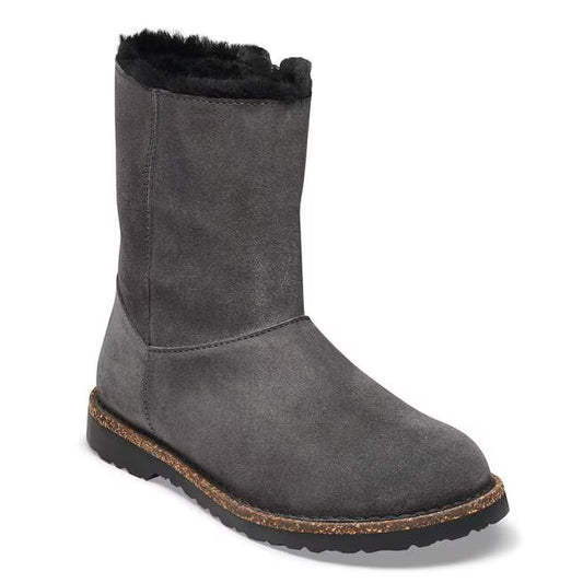 Birkenstock Women's Uppsala Zip Suede Leather Shearling Boot in Charcoal