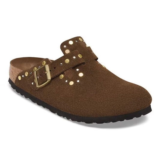 Birkenstock Women's Boston Rivets Suede Clog in Carafe Tonal