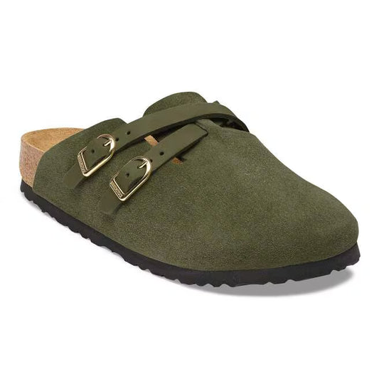 Birkenstock Women's Blair Suede Leather Clog in Thyme Green