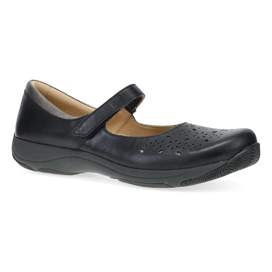Dansko Women's Stacy Mary Jane in Black Waxy Burnished Leather