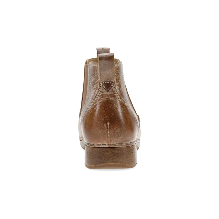 Dansko Women's Michele Pull On Leather Boot in Tan Waxy Brush Off