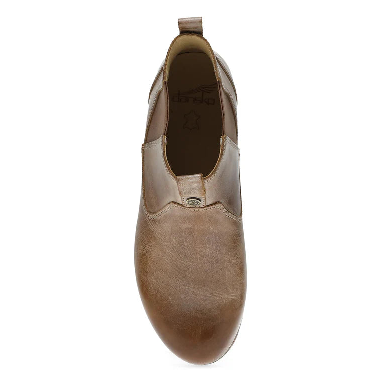 Dansko Women's Michele Pull On Leather Boot in Tan Waxy Brush Off