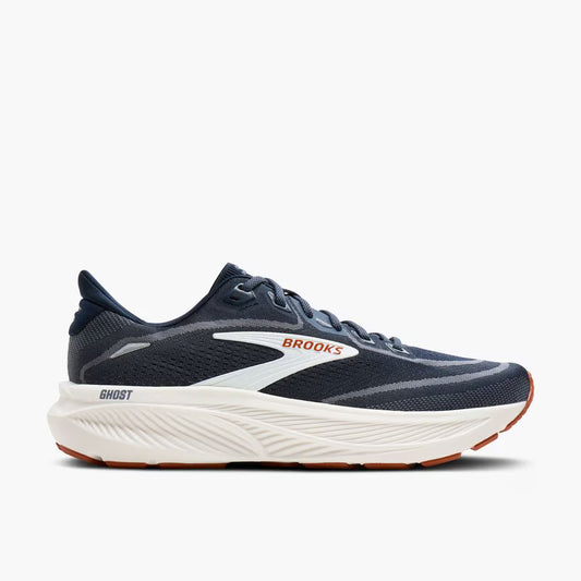 Brooks Men's Ghost 18 Sneaker in Navy Blazer/Red Earth/Blue