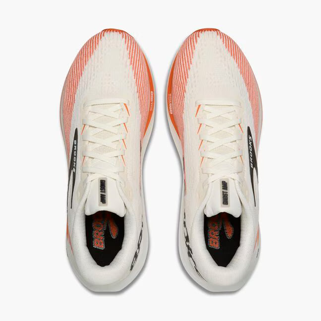 Brooks Men's Ghost Amp Sneaker in White/Tigerlily/Black