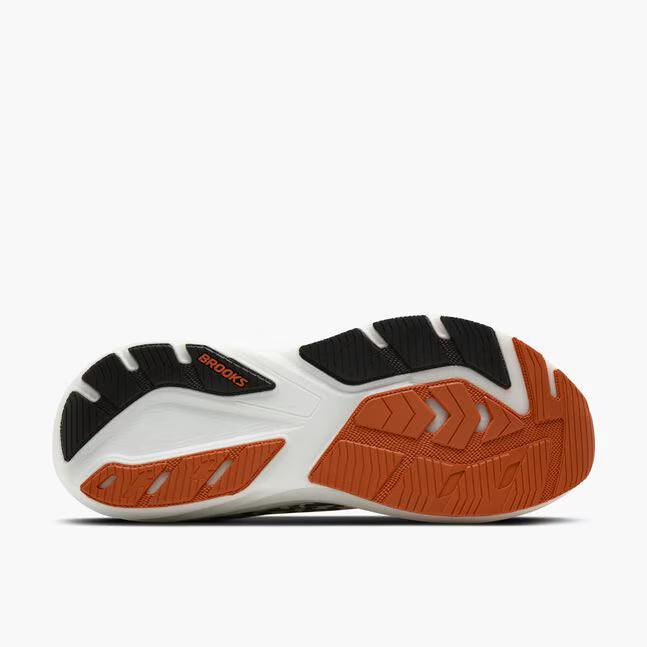 Brooks Men's Ghost Amp Sneaker in White/Tigerlily/Black