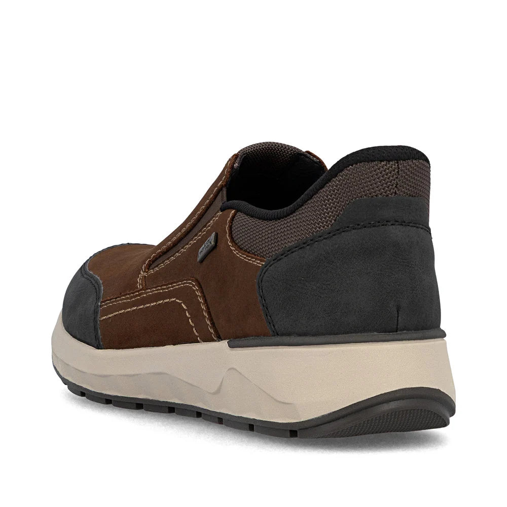 Rieker Men's Bruce 51 Waterproof Slip On Shoe in Brown Schwarz/Noce/Braun