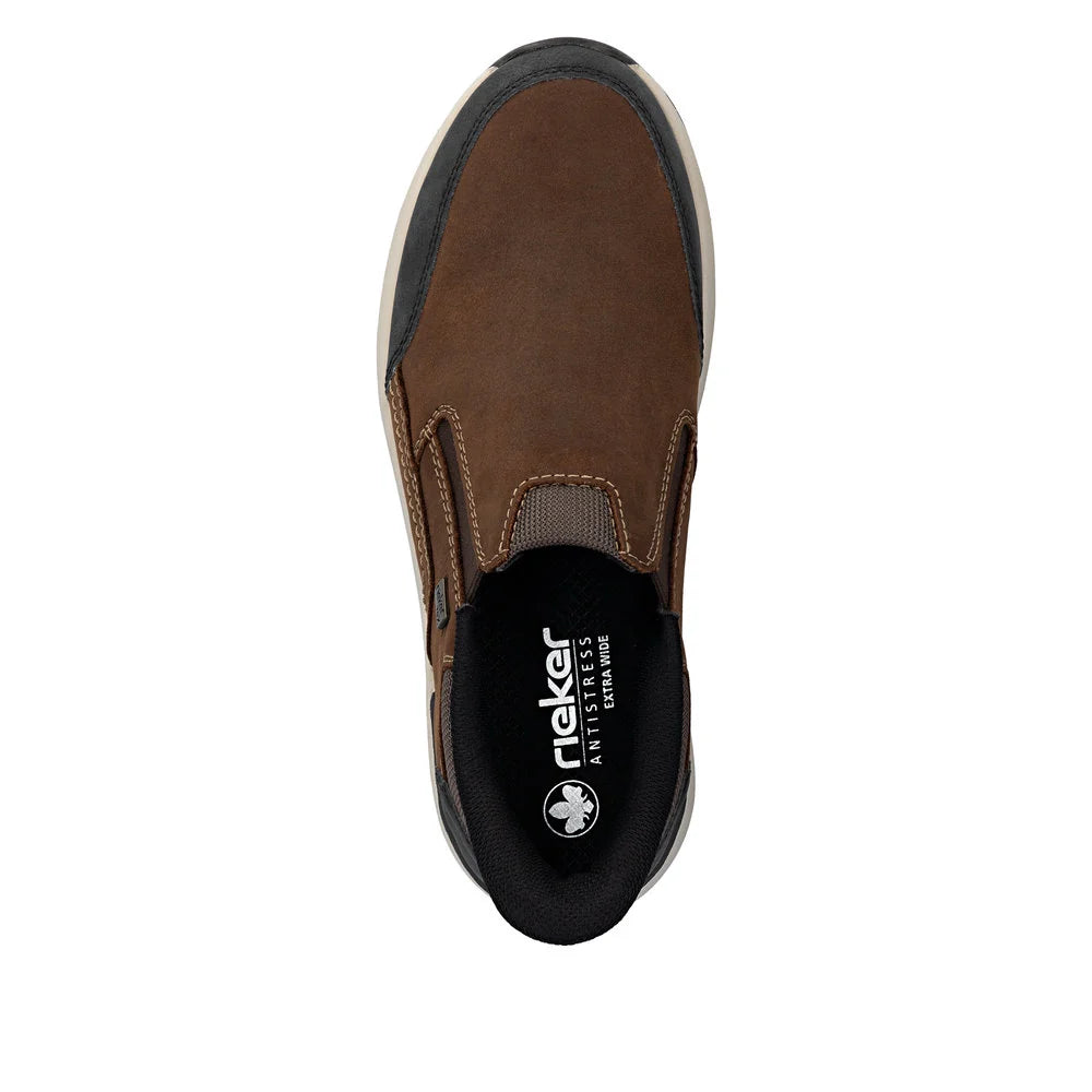Rieker Men's Bruce 51 Waterproof Slip On Shoe in Brown Schwarz/Noce/Braun