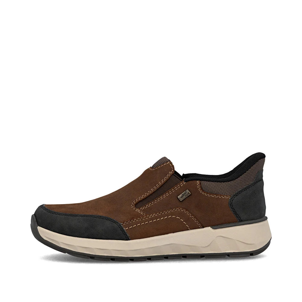 Rieker Men's Bruce 51 Waterproof Slip On Shoe in Brown Schwarz/Noce/Braun