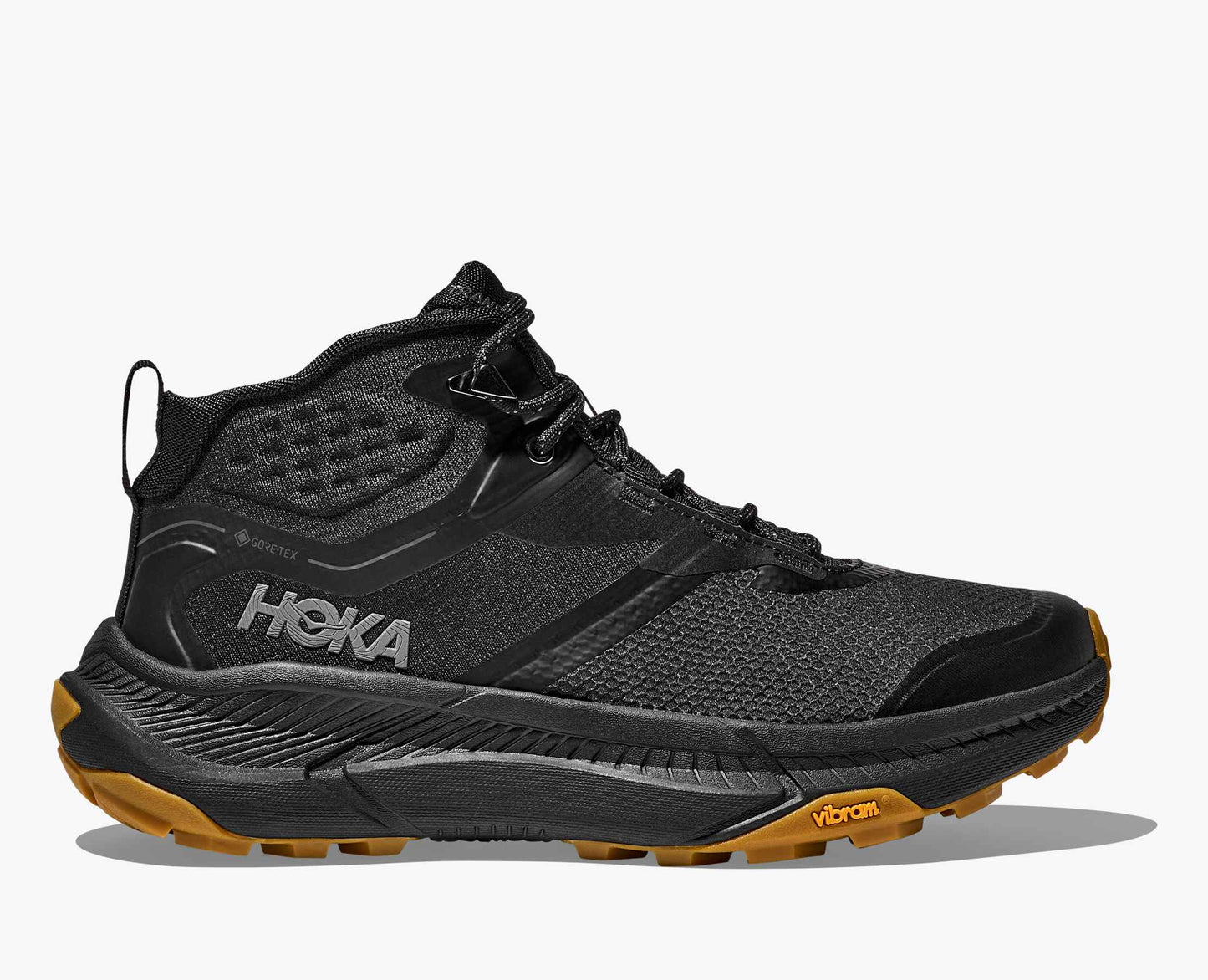 Hoka Women's Transport Hike GTX Mid Waterproof Boot in Black/Black