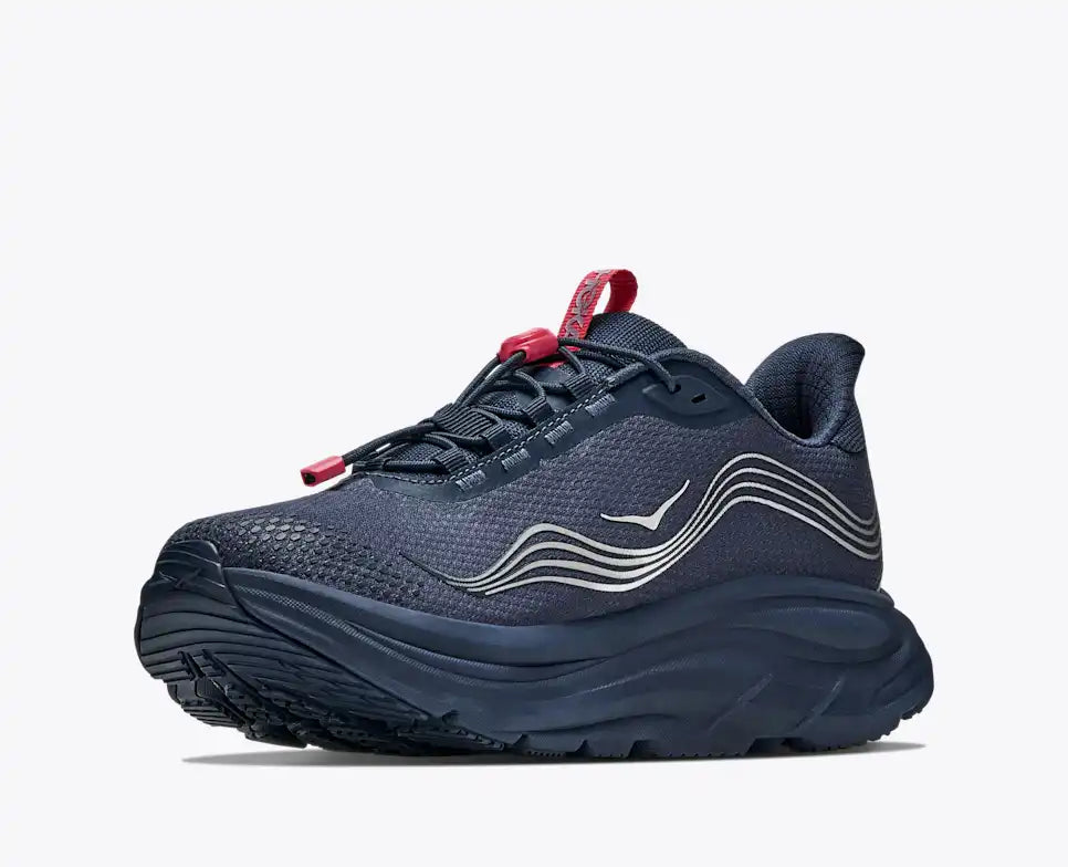 Hoka Women's Clifton 11 GTX Waterproof Sneaker in Varsity Navy/Burnt Red