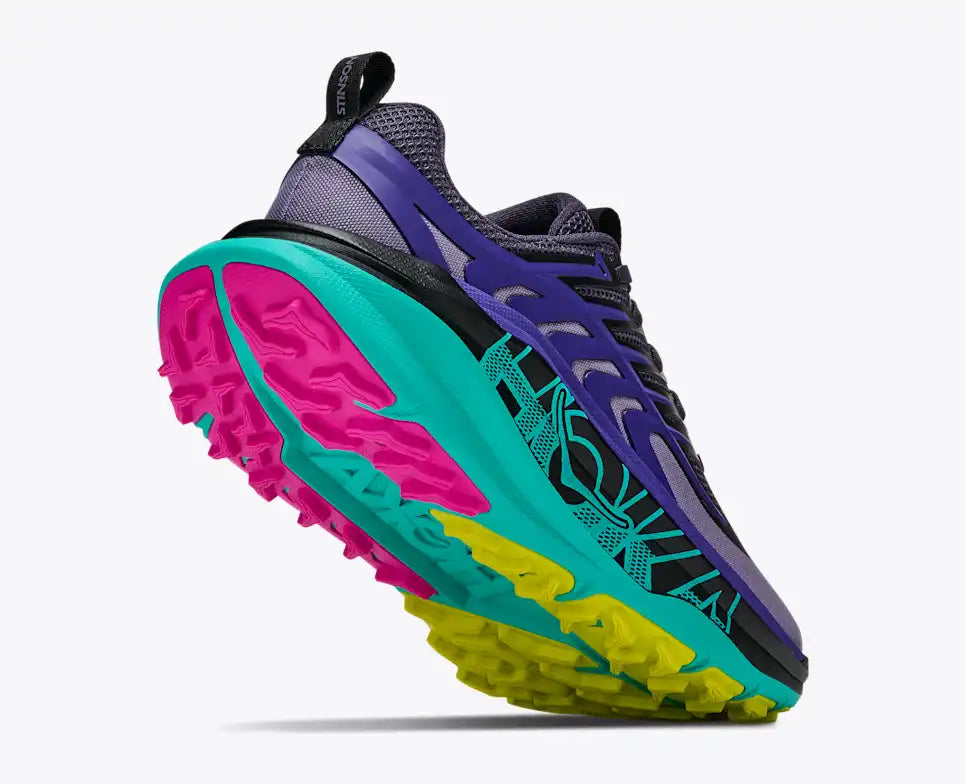 Hoka Women's Stinson 8 Sneaker in Squid Ink/Electric Aqua