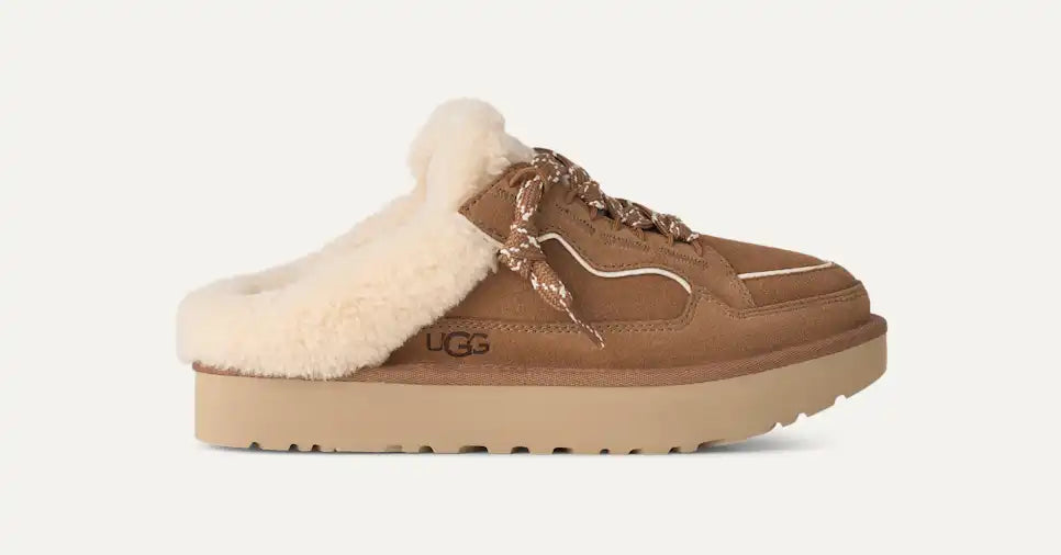 UGG Women's Lowmel Mule Slip On Tie in Chestnut