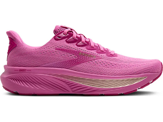 Brooks Women's Ghost 17 Sneaker in Pink/Fuchsia/Gold