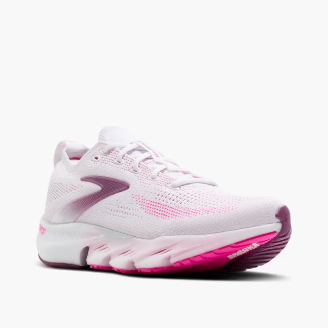 Brooks Women's Glycerin Flex Sneaker in White/Cyber Pink/Argyle
