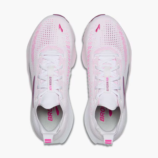 Brooks Women's Glycerin Flex Sneaker in White/Cyber Pink/Argyle