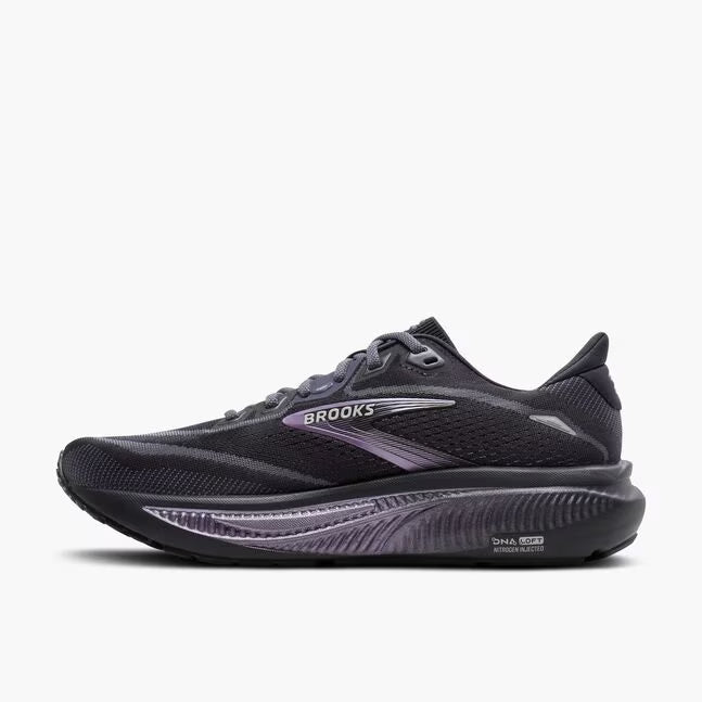 Brooks Women's Ghost 18 Sneaker in Ebony/Folkstone/Metallic