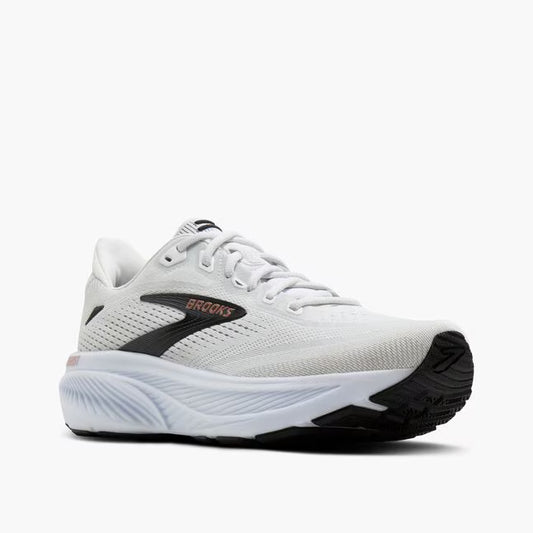 Brooks Women's Ghost 18 Sneaker in White/Black/Rose Gold