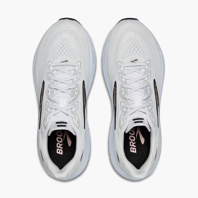 Brooks Women's Ghost 18 Sneaker in White/Black/Rose Gold