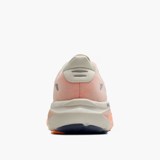 Brooks Women's Ghost 18 Sneaker in Star White/Cyber Peach/Grey