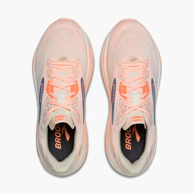 Brooks Women's Ghost 18 Sneaker in Star White/Cyber Peach/Grey